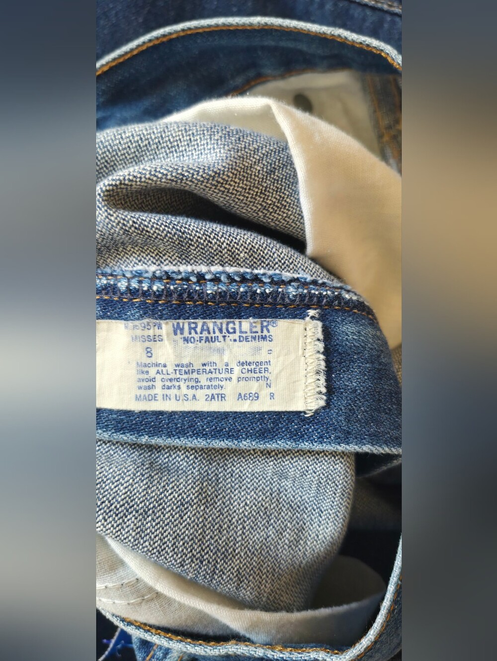 Vintage 70s Wrangler No-Fault Denims Women's High Rise Straight Leg Jeans Size 8 - Picture 7 of 8